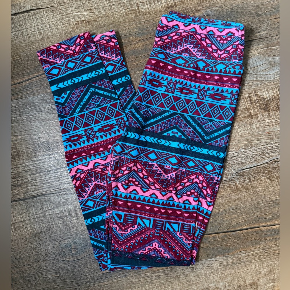 LuLaRoe Aztec Print Leggings - Pink & Blue
